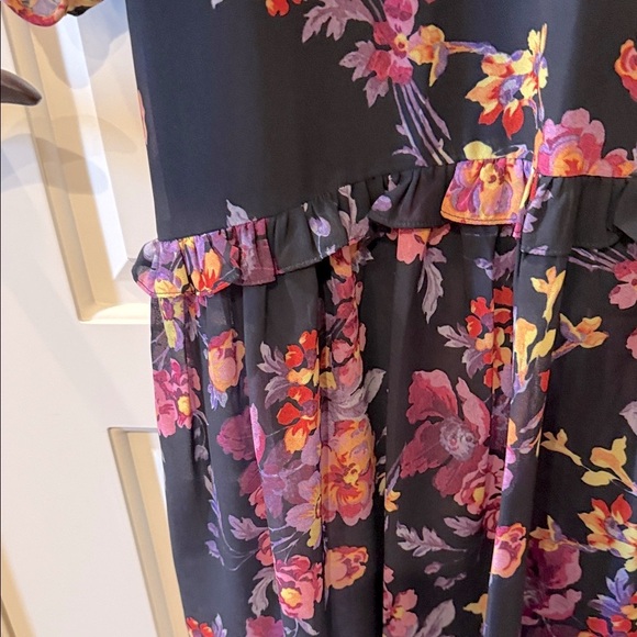 Amanda Uprichard Floral Long Sleeve Dress - Black and Purple.  Never worn - Picture 7 of 12